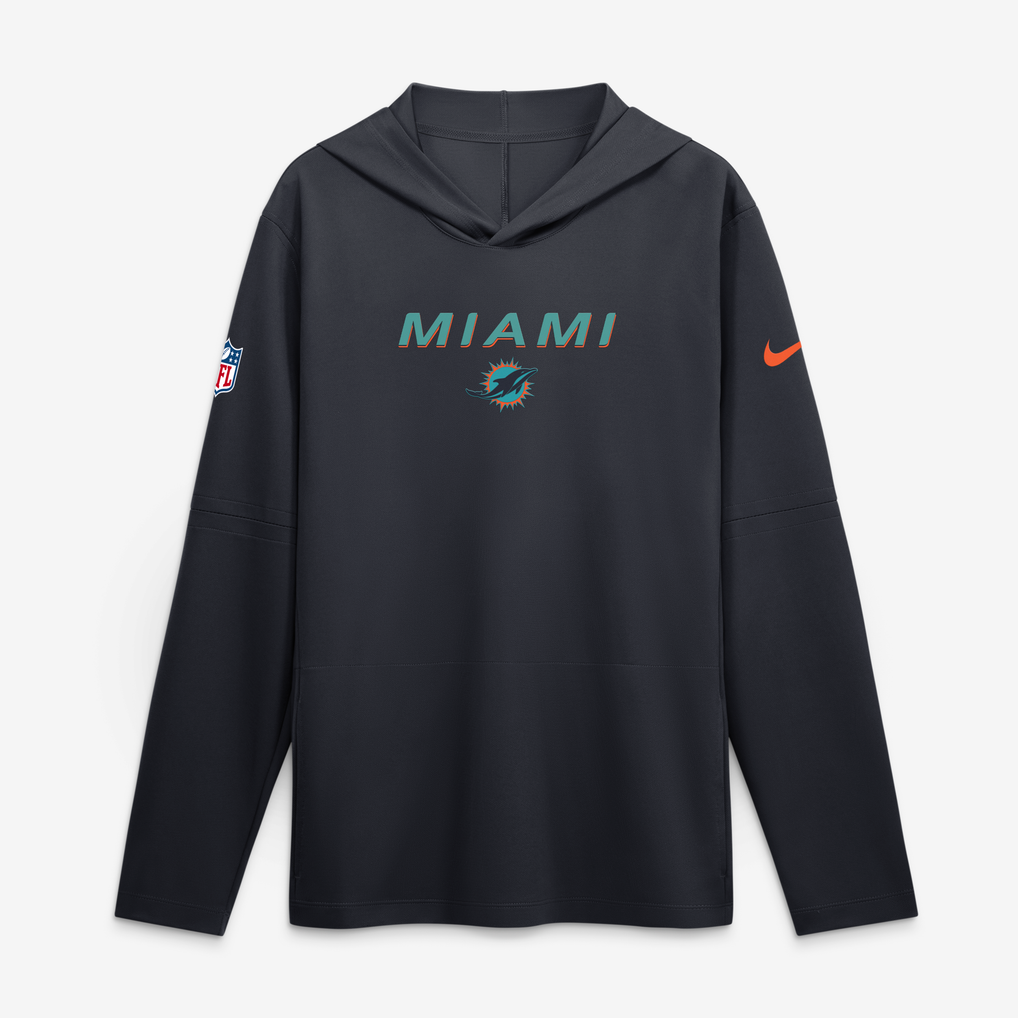  Miami Dolphins Nike Rivalries Collection Sideline Lightweight Hooded Long Sleeve Top - Navy