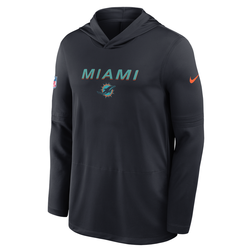  Miami Dolphins Nike Rivalries Collection Sideline Lightweight Hooded Long Sleeve Top - Navy