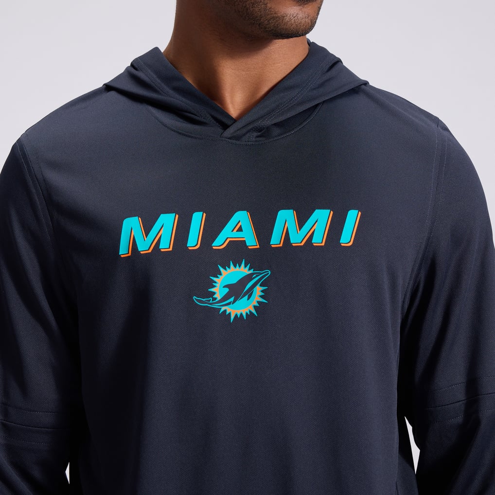  Miami Dolphins Nike Rivalries Collection Sideline Lightweight Hooded Long Sleeve Top - Navy