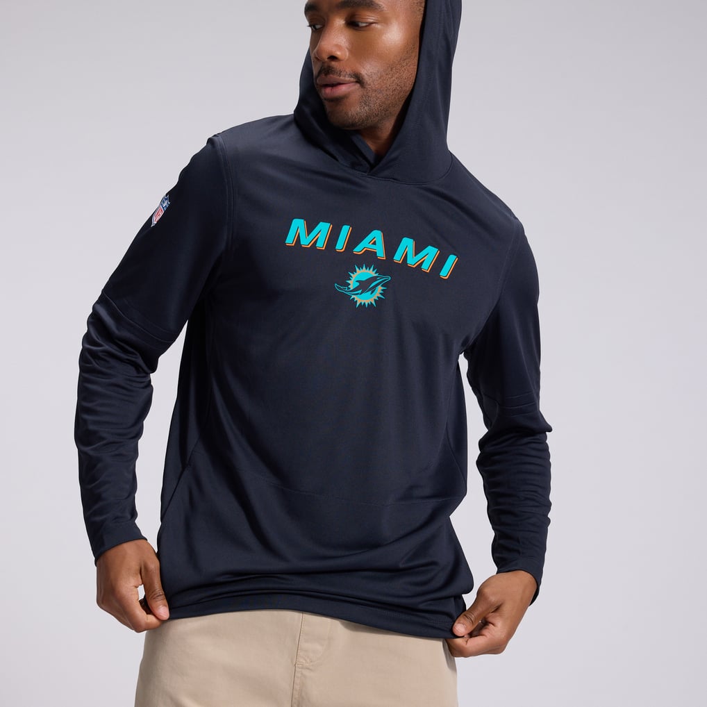  Miami Dolphins Nike Rivalries Collection Sideline Lightweight Hooded Long Sleeve Top - Navy
