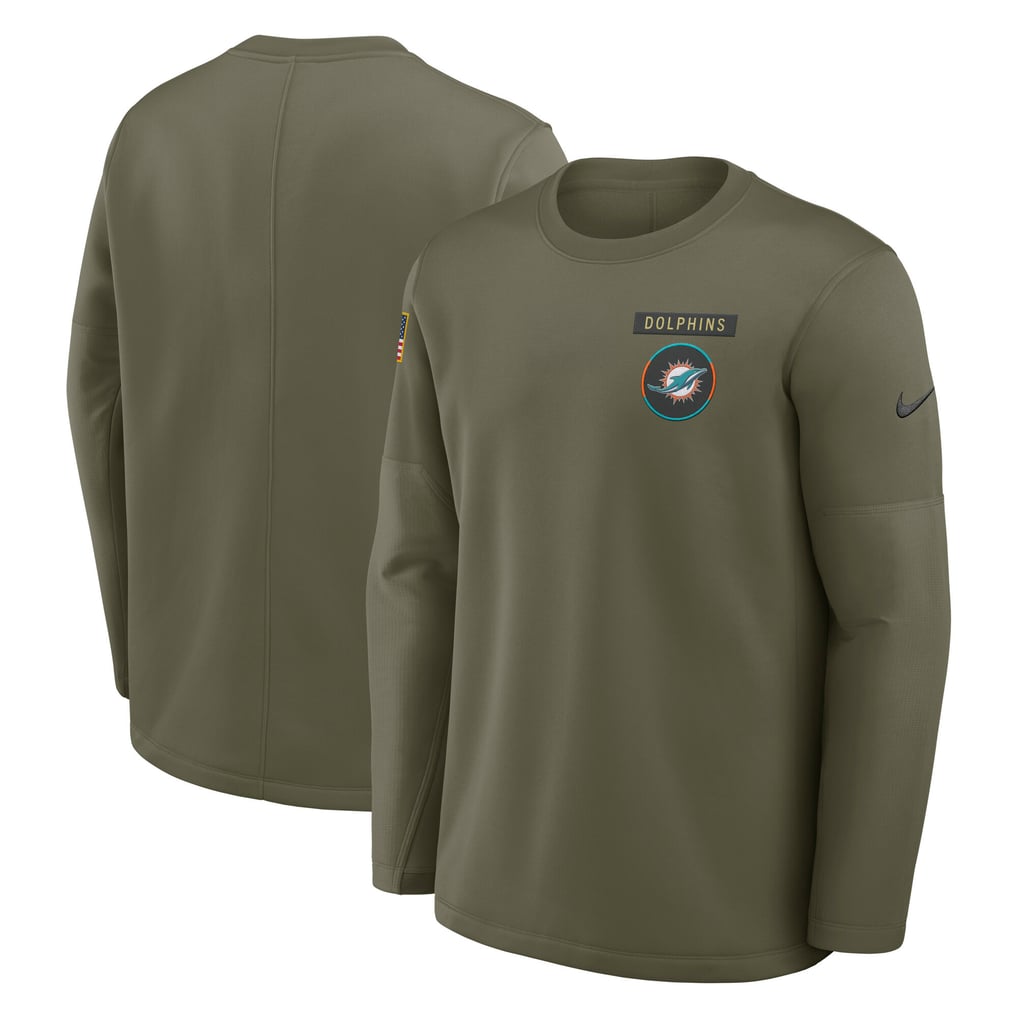 Miami Dolphins Nike 2025 Salute to Service Sideline Coaches Therma-FIT Long Sleeve Shirt - Olive