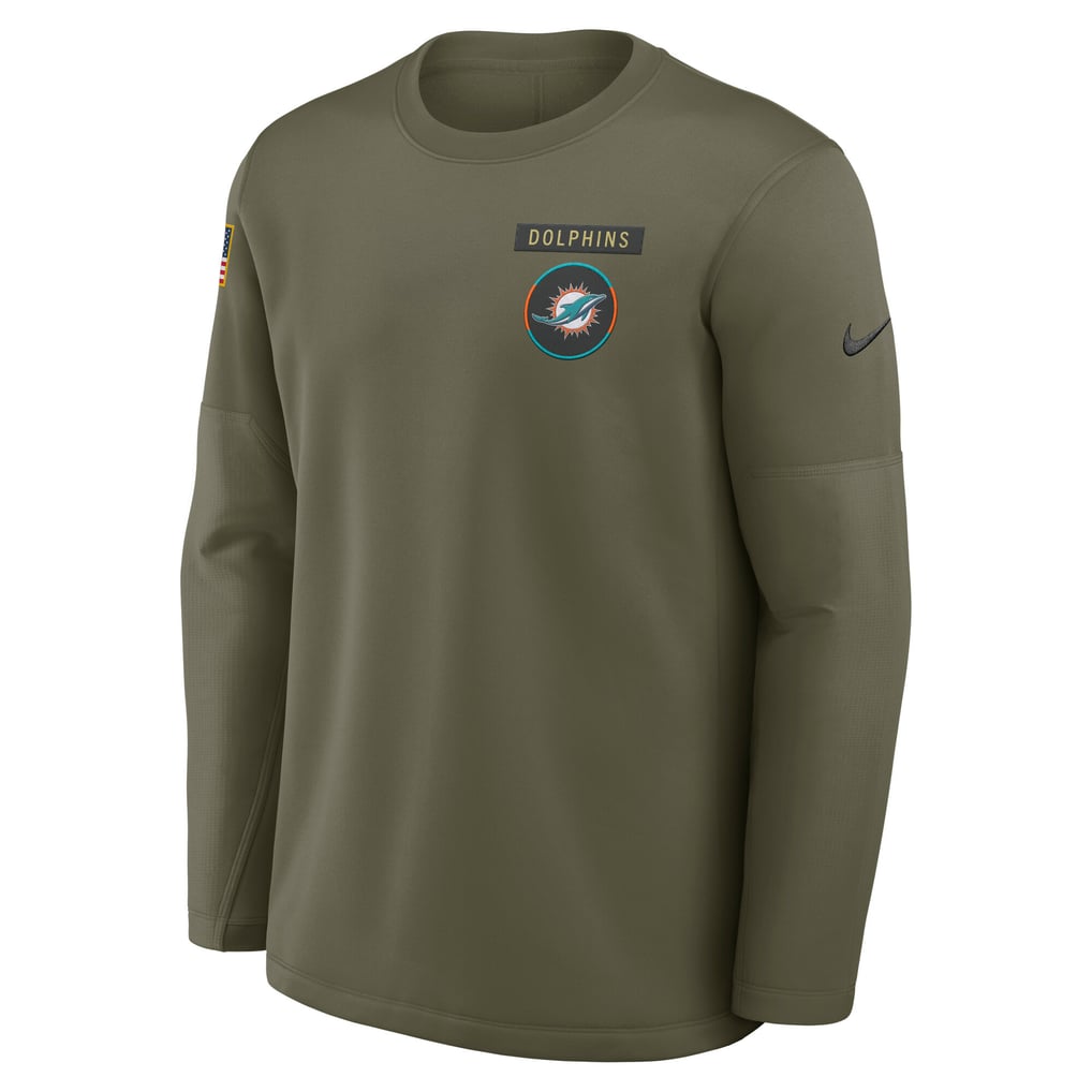 Miami Dolphins Nike 2025 Salute to Service Sideline Coaches Therma-FIT Long Sleeve Shirt - Olive