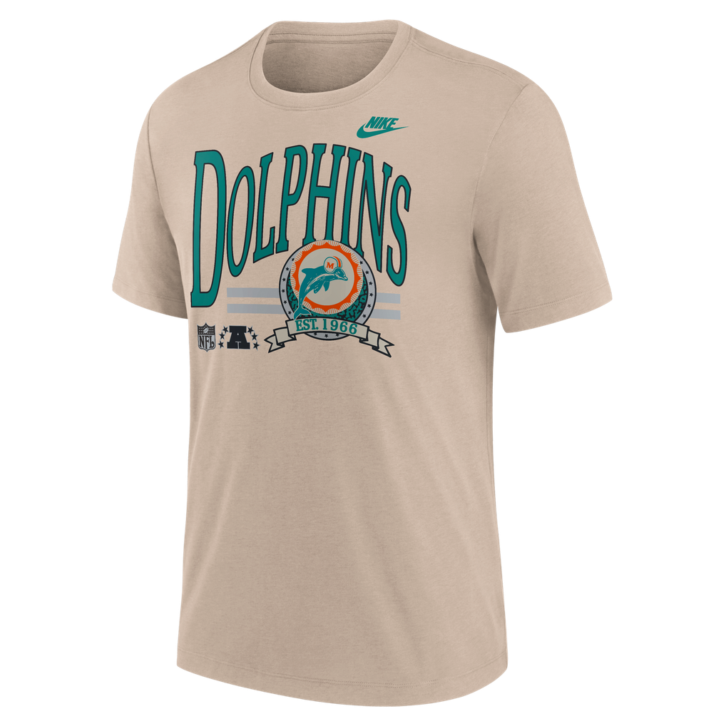 Miami Dolphins Nike Rewind Tri-Blend T-Shirt - Sand