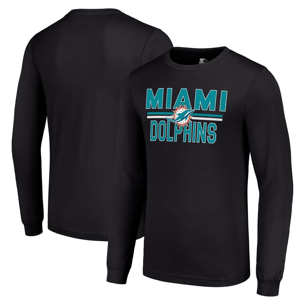 Miami Dolphins Starter Team Mesh Print Graphic Long Sleeve T-Shirt - Black