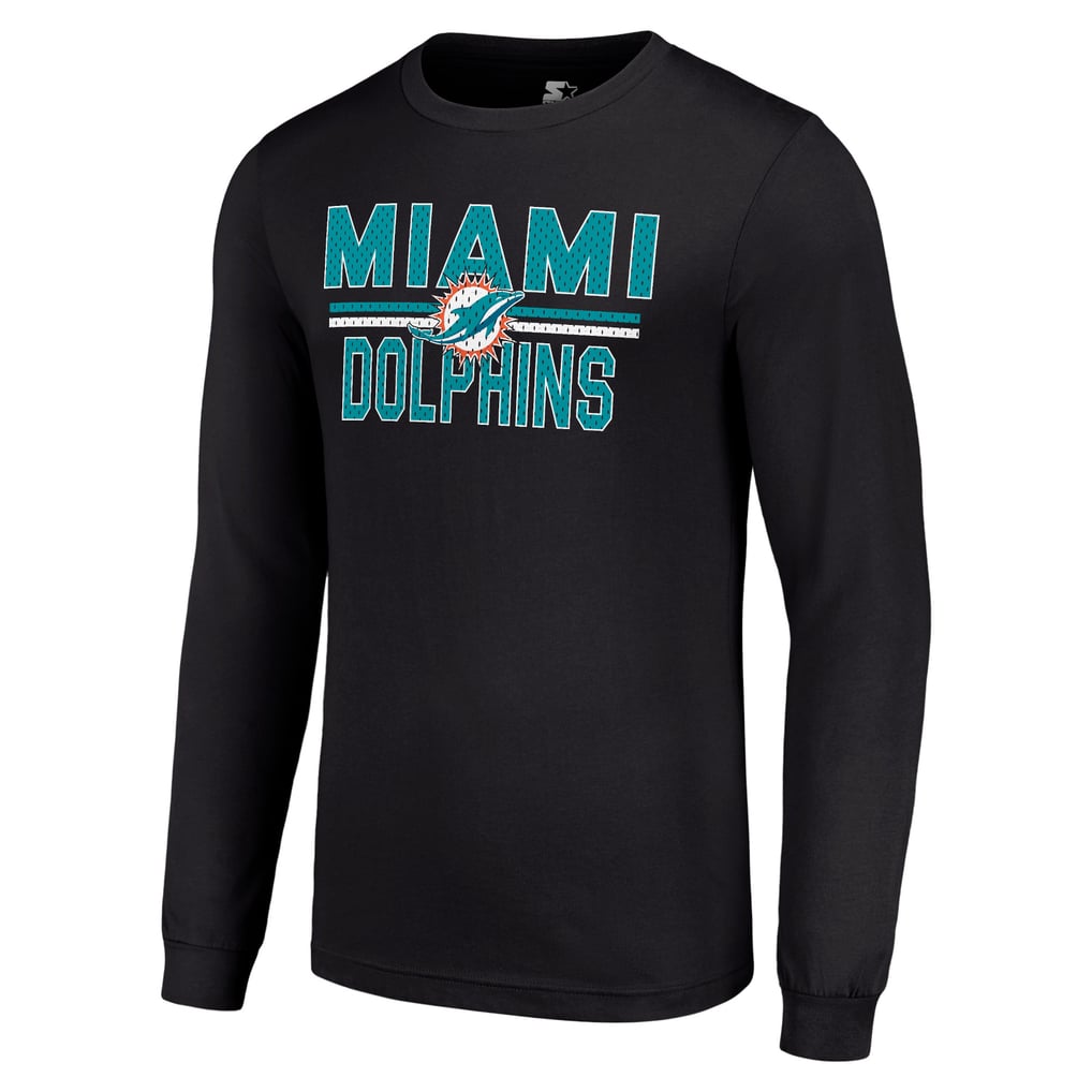 Miami Dolphins Starter Team Mesh Print Graphic Long Sleeve T-Shirt - Black
