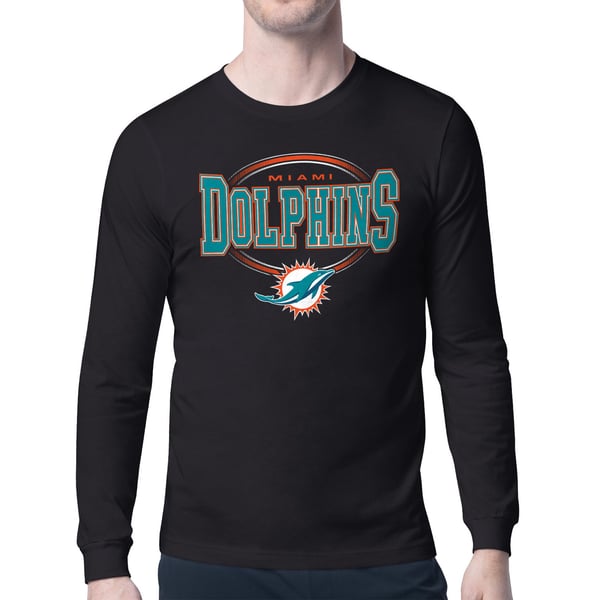 Miami Dolphins Starter Team Track Graphic Long Sleeve T-Shirt - Black