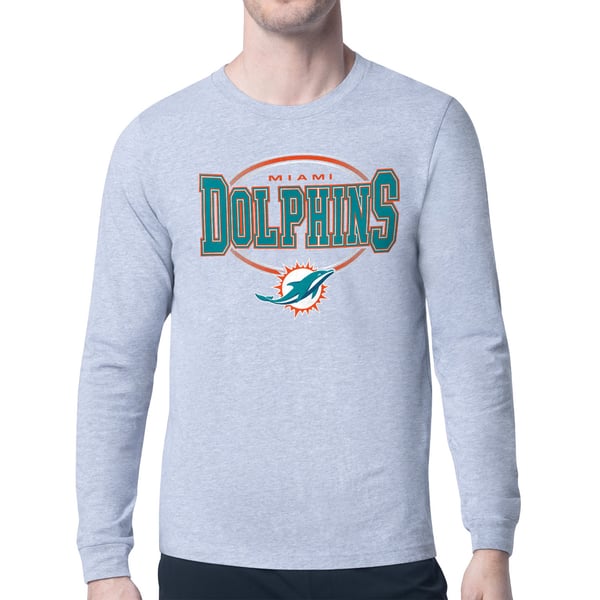 Miami Dolphins Starter Team Track Graphic Long Sleeve T-Shirt - Gray