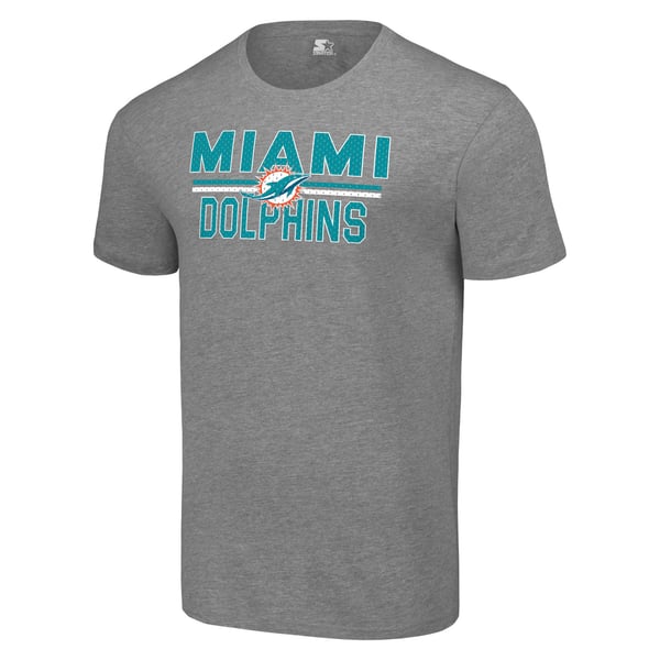 Miami Dolphins Starter Team Mesh Print Graphic T-Shirt - Heather Gray