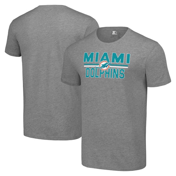 Miami Dolphins Starter Team Mesh Print Graphic T-Shirt - Heather Gray
