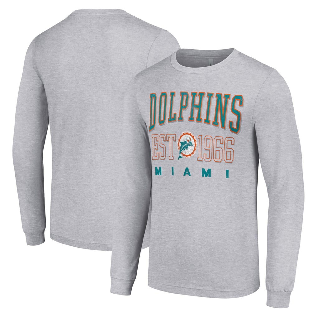 Miami Dolphins Starter Throwback Logo Long Sleeve T-Shirt - Heather Gray