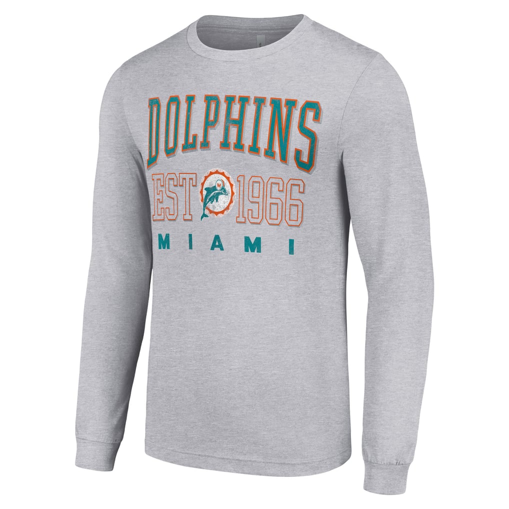 Miami Dolphins Starter Throwback Logo Long Sleeve T-Shirt - Heather Gray