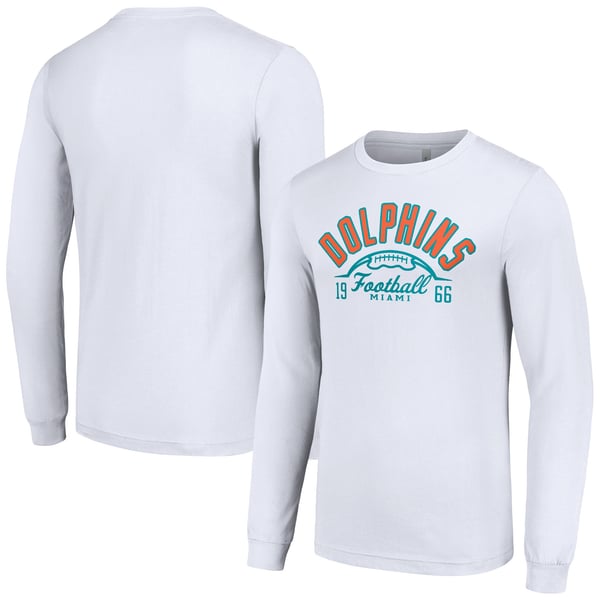 Miami Dolphins Starter Half Ball Team Long Sleeve T-Shirt - White
