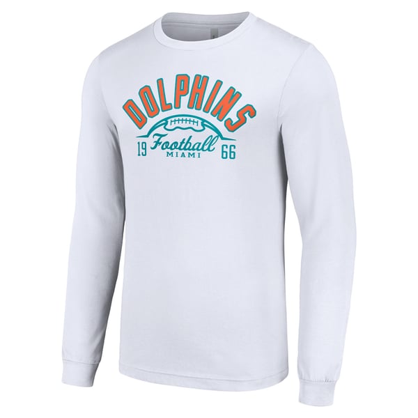 Miami Dolphins Starter Half Ball Team Long Sleeve T-Shirt - White