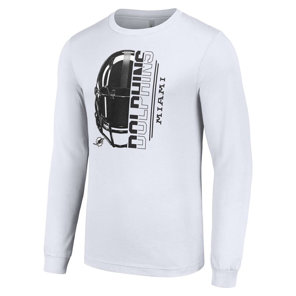 Miami Dolphins Starter Half Helmet Logo Long Sleeve T-Shirt - White