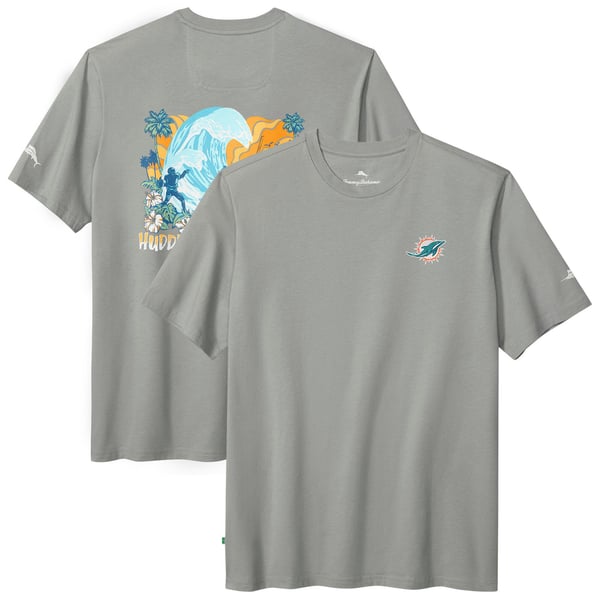Miami Dolphins Tommy Bahama Huddle & Hang Tens T-Shirt - Gray
