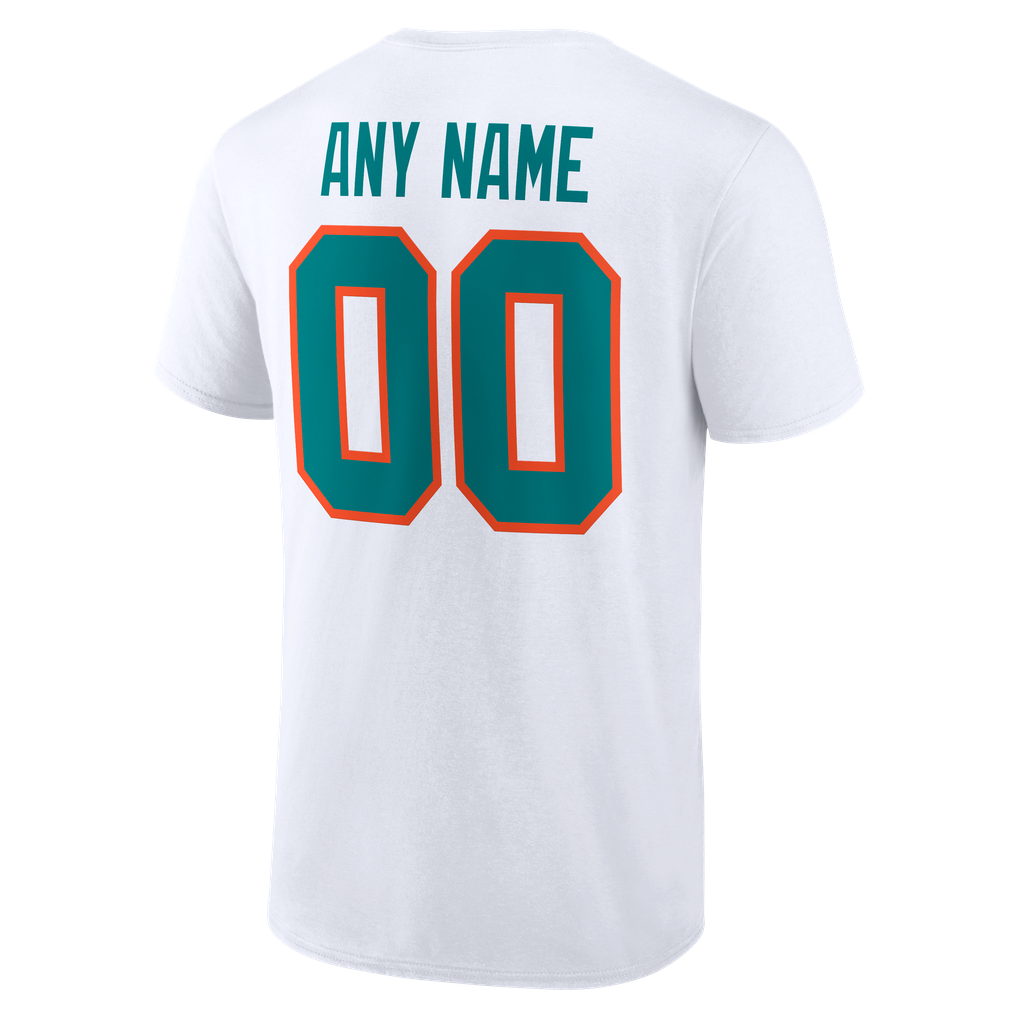 Miami Dolphins  Team Authentic Classic Personalized Name & Number T-Shirt - White