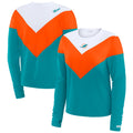 Miami Dolphins WEAR by Erin Andrews Women's Chevron Tri-Blend Long Sleeve T-Shirt  - Aqua/Orange