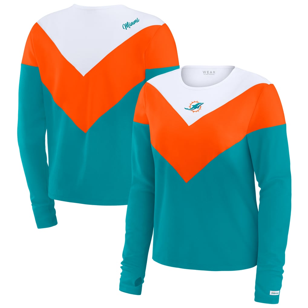 Miami Dolphins WEAR by Erin Andrews Women's Chevron Tri-Blend Long Sleeve T-Shirt  - Aqua/Orange