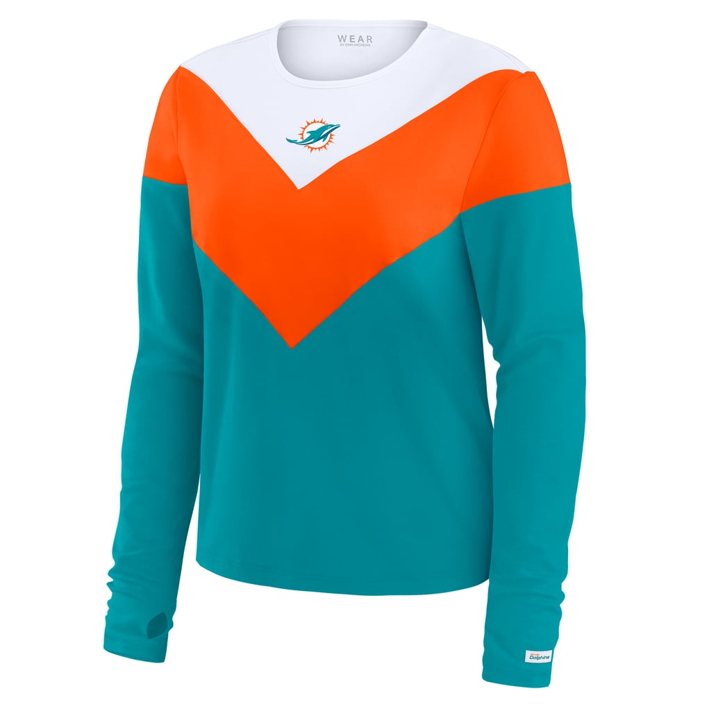 Miami Dolphins WEAR by Erin Andrews Women's Chevron Tri-Blend Long Sleeve T-Shirt  - Aqua/Orange