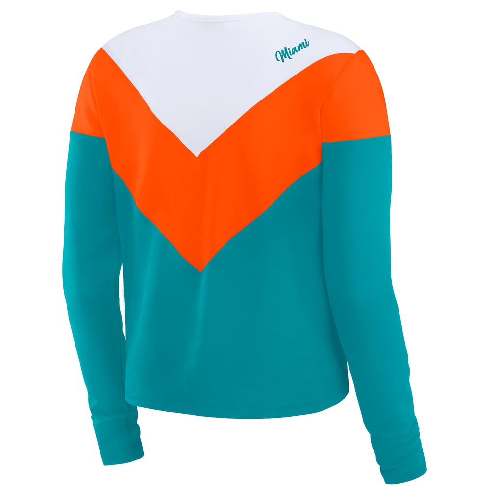 Miami Dolphins WEAR by Erin Andrews Women's Chevron Tri-Blend Long Sleeve T-Shirt  - Aqua/Orange