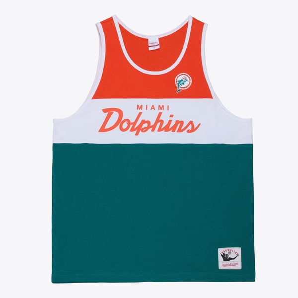 Miami Dolphins Mitchell & Ness Head Coach Tank Top - Aqua/Orange