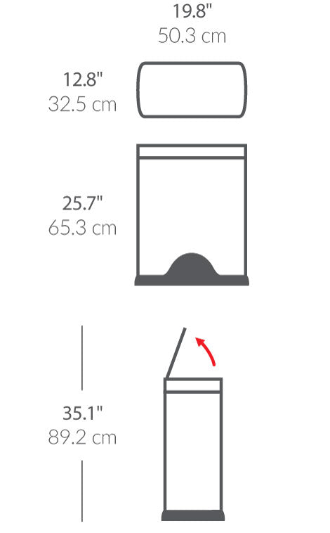 50L Rectangular Step Can dimensions