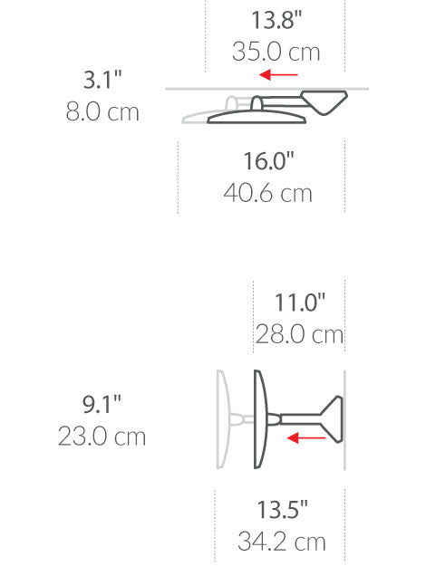 Rechargeable Wall Mount Sensor Mirror dimensions