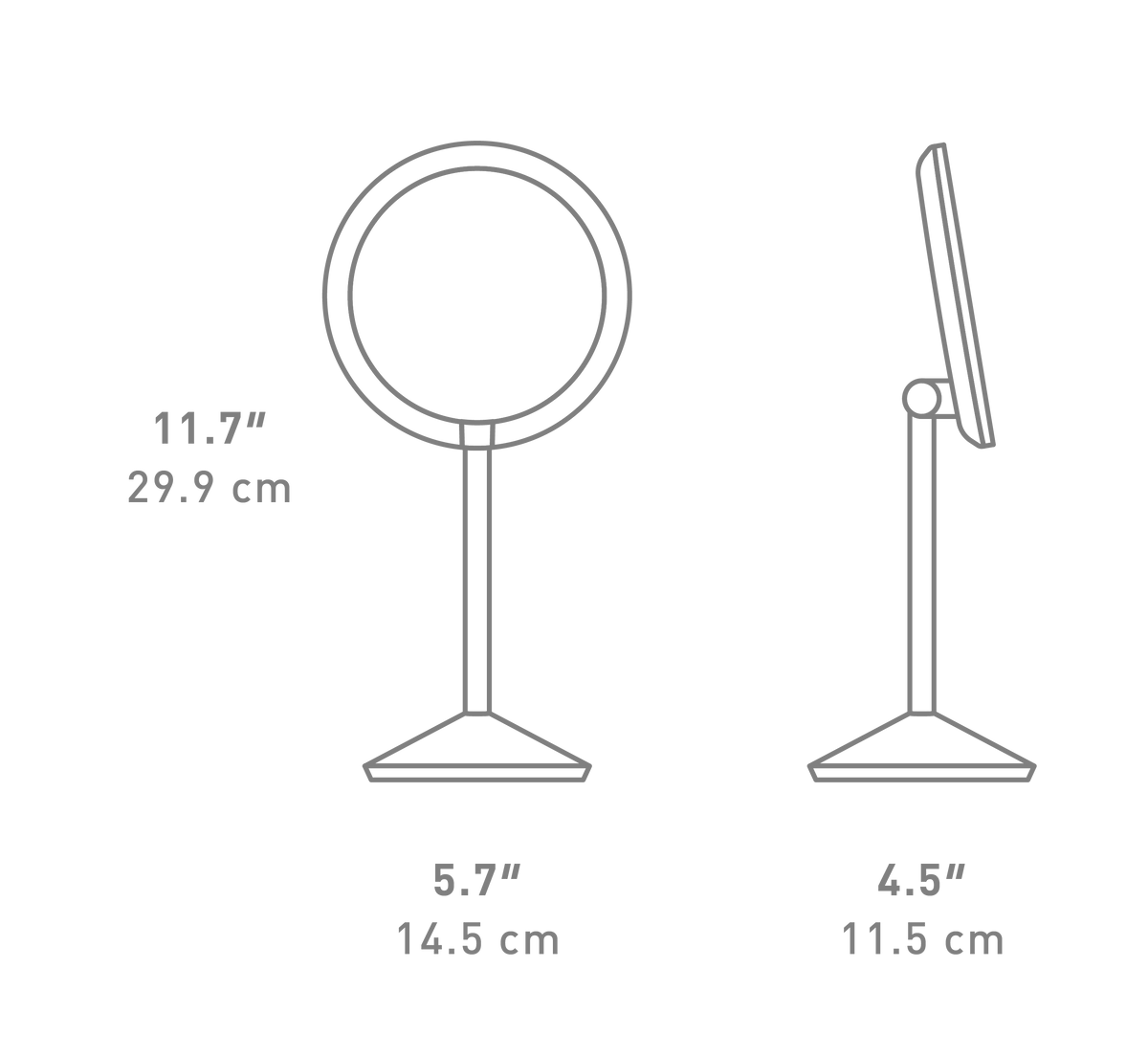 Sensor Mirror Fold, 10x Magnification dimensions