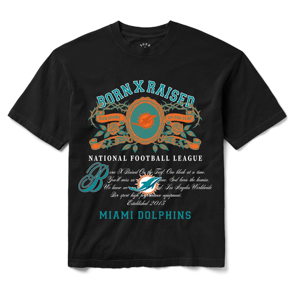 Miami Dolphins Born x Raised Unisex Crest T-Shirt - Black
