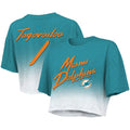 Tua Tagovailoa Miami Dolphins Majestic Threads Women's Dip-Dye Player Name & Number Crop Top - Aqua/White