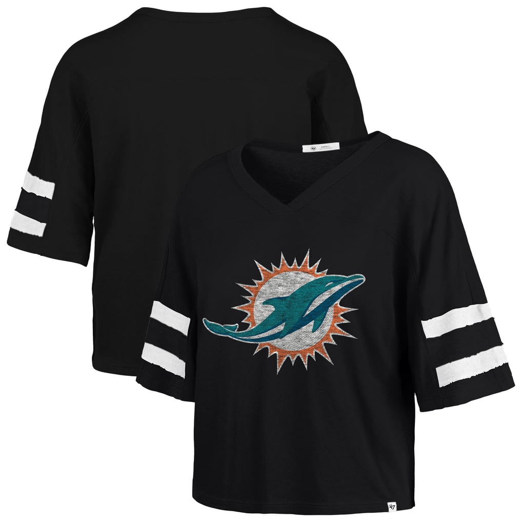 Miami Dolphins '47 Women's Premier Scout Cropped V-Neck T-Shirt - Black