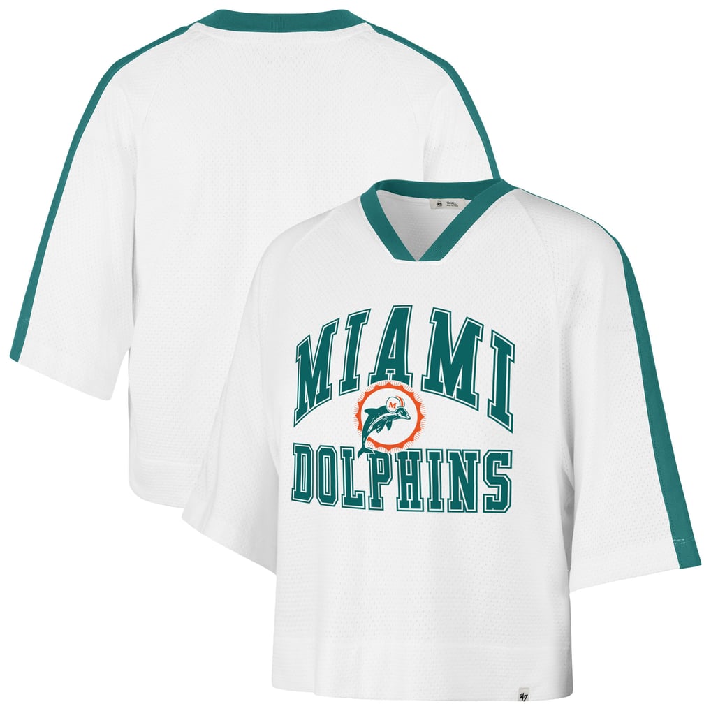 Miami Dolphins '47 Women's Big Overarch Drop Needle Raglan V-Neck T-Shirt - White