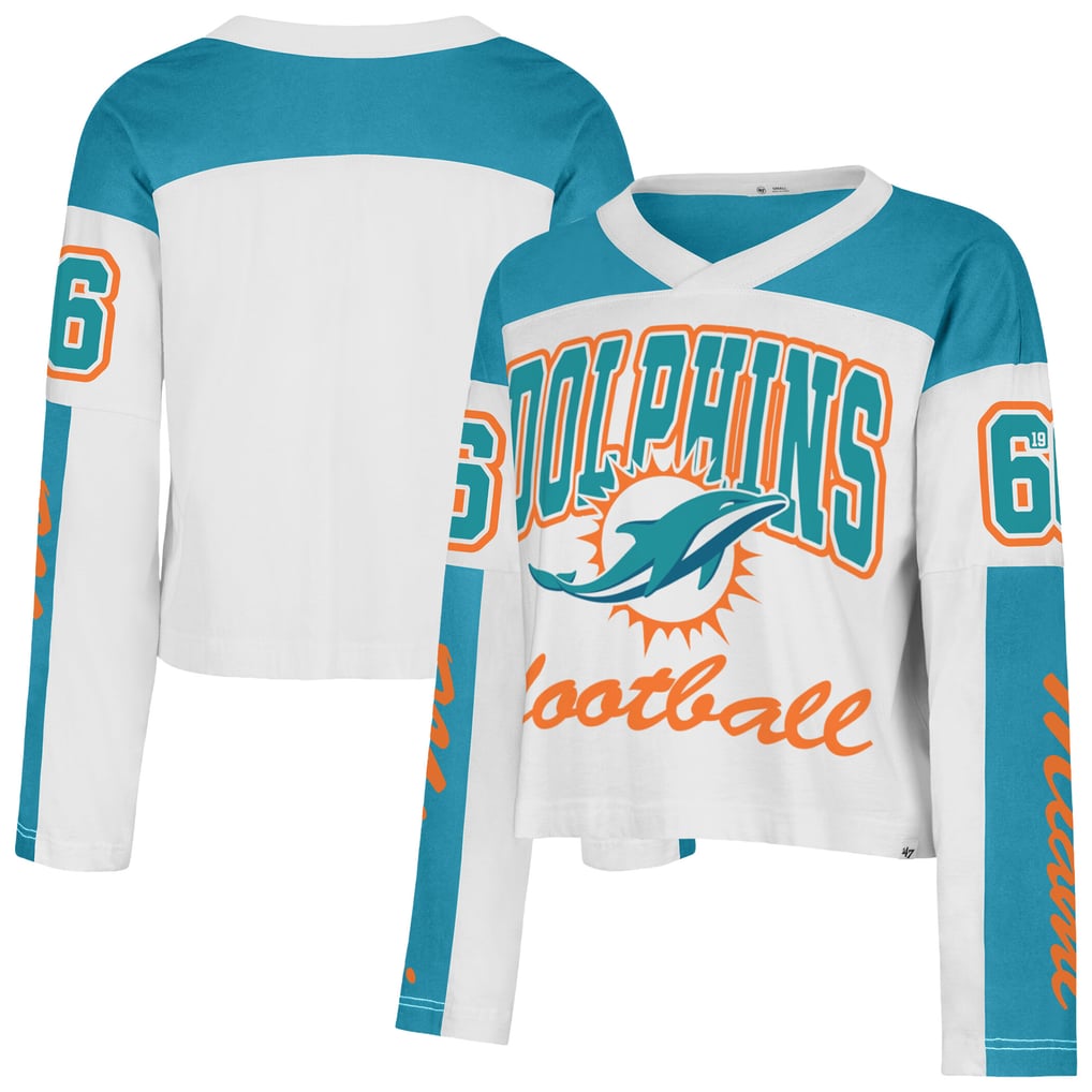  Miami Dolphins '47 Women's Exclamation Metro V-Neck Long Sleeve Jersey T-Shirt - White