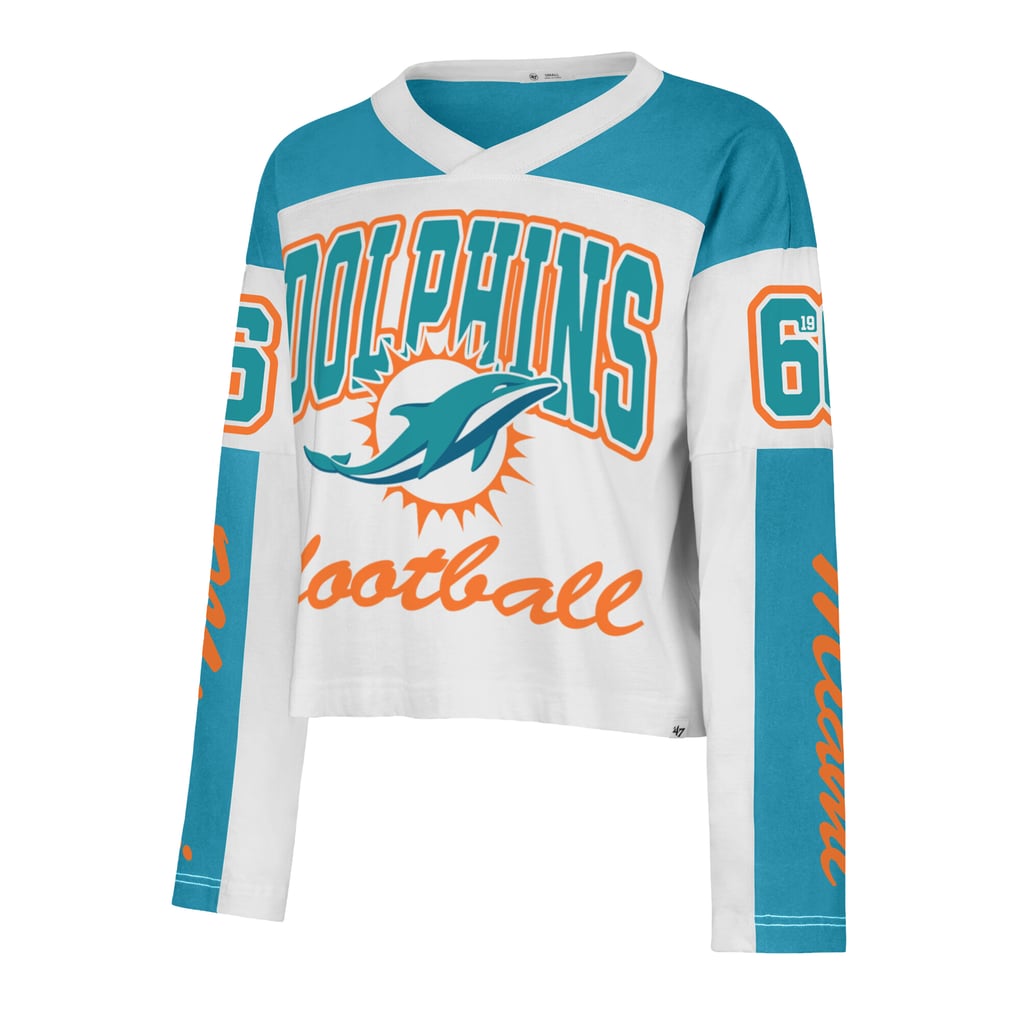  Miami Dolphins '47 Women's Exclamation Metro V-Neck Long Sleeve Jersey T-Shirt - White