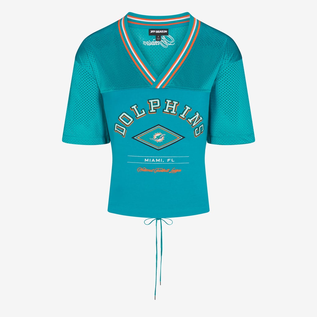 Miami Dolphins Off Season Women's Lace-Back V-Neck T-Shirt - Aqua
