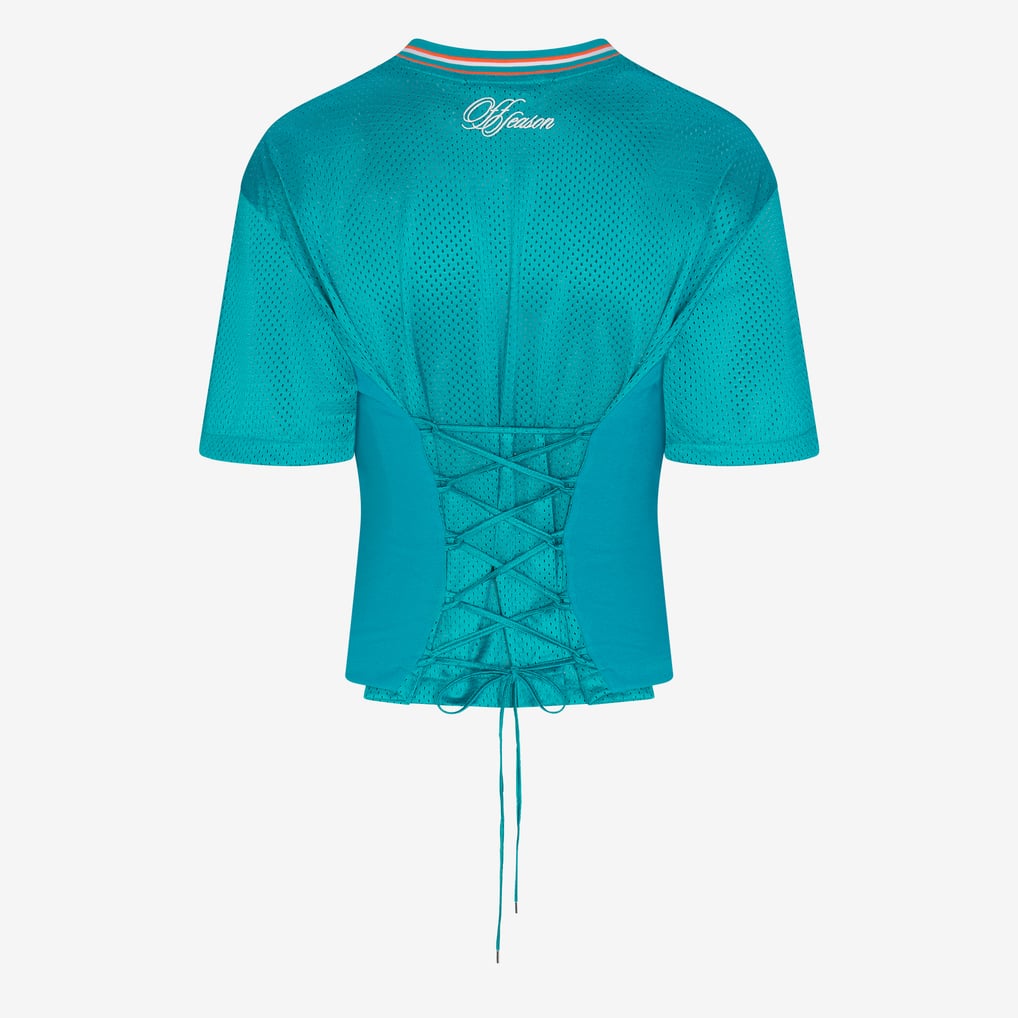 Miami Dolphins Off Season Women's Lace-Back V-Neck T-Shirt - Aqua