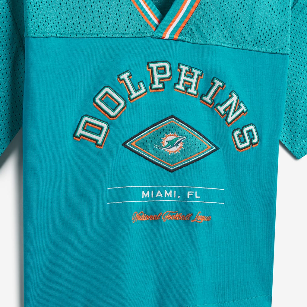 Miami Dolphins Off Season Women's Lace-Back V-Neck T-Shirt - Aqua