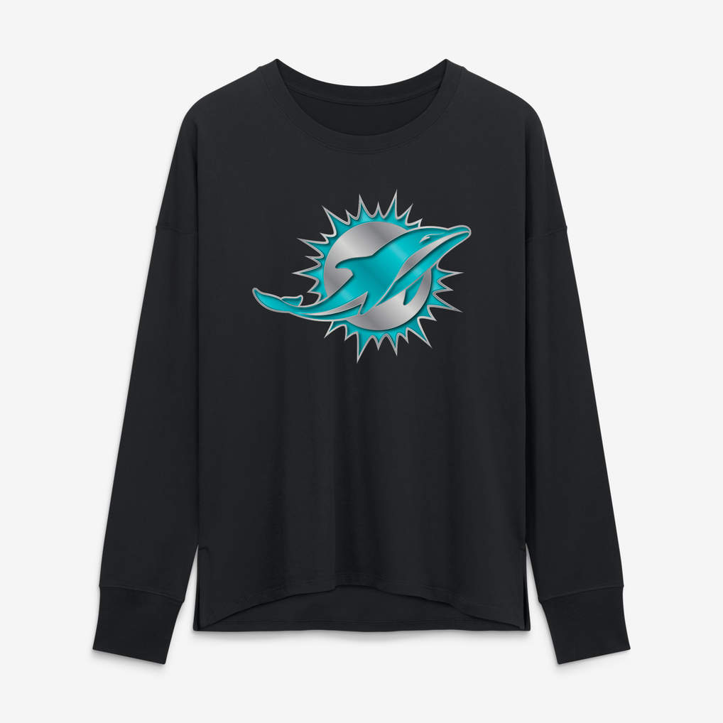 Miami Dolphins Women's Forged Mascot Long Sleeve T-Shirt - Black