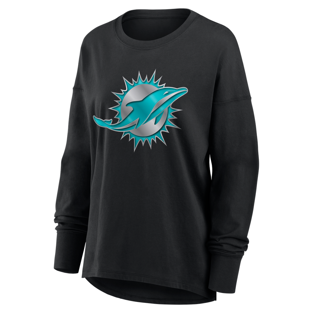 Miami Dolphins Women's Forged Mascot Long Sleeve T-Shirt - Black