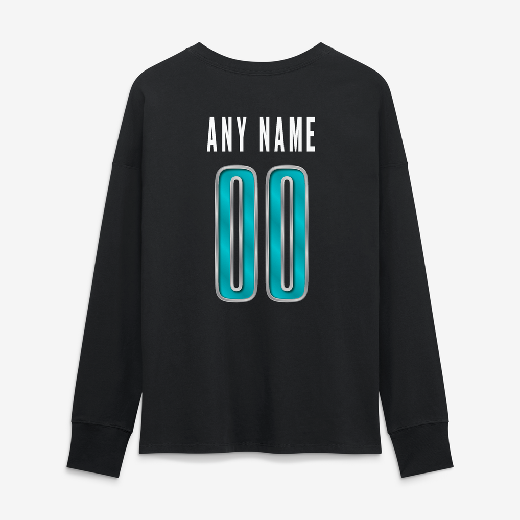 Miami Dolphins Women's Forged Mascot Personalized Name & Number Long Sleeve T-Shirt - Black