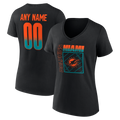 Miami Dolphins Women's Home Field Pop Personalized Name & Number V-Neck T-Shirt - Black