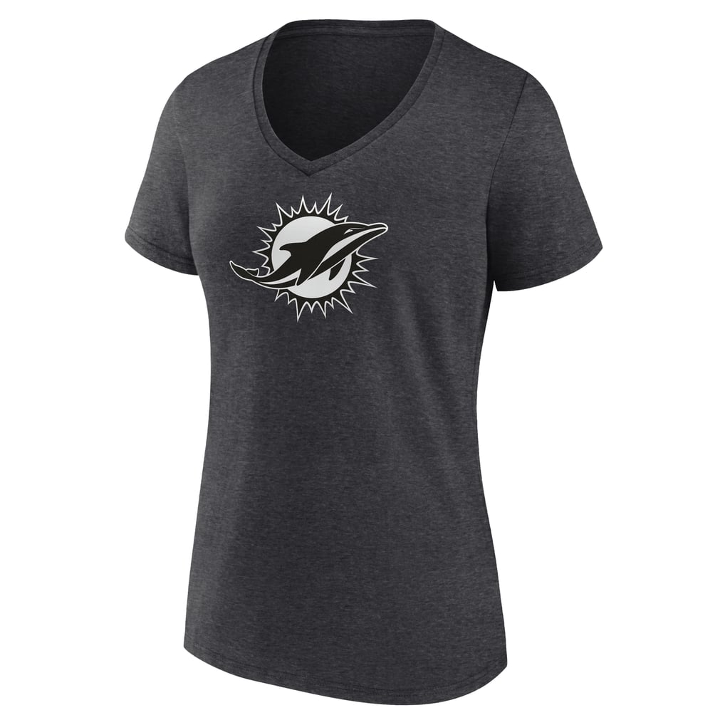 Miami Dolphins Women's Personalized Name & Number Monochrome V-Neck T-Shirt - Charcoal