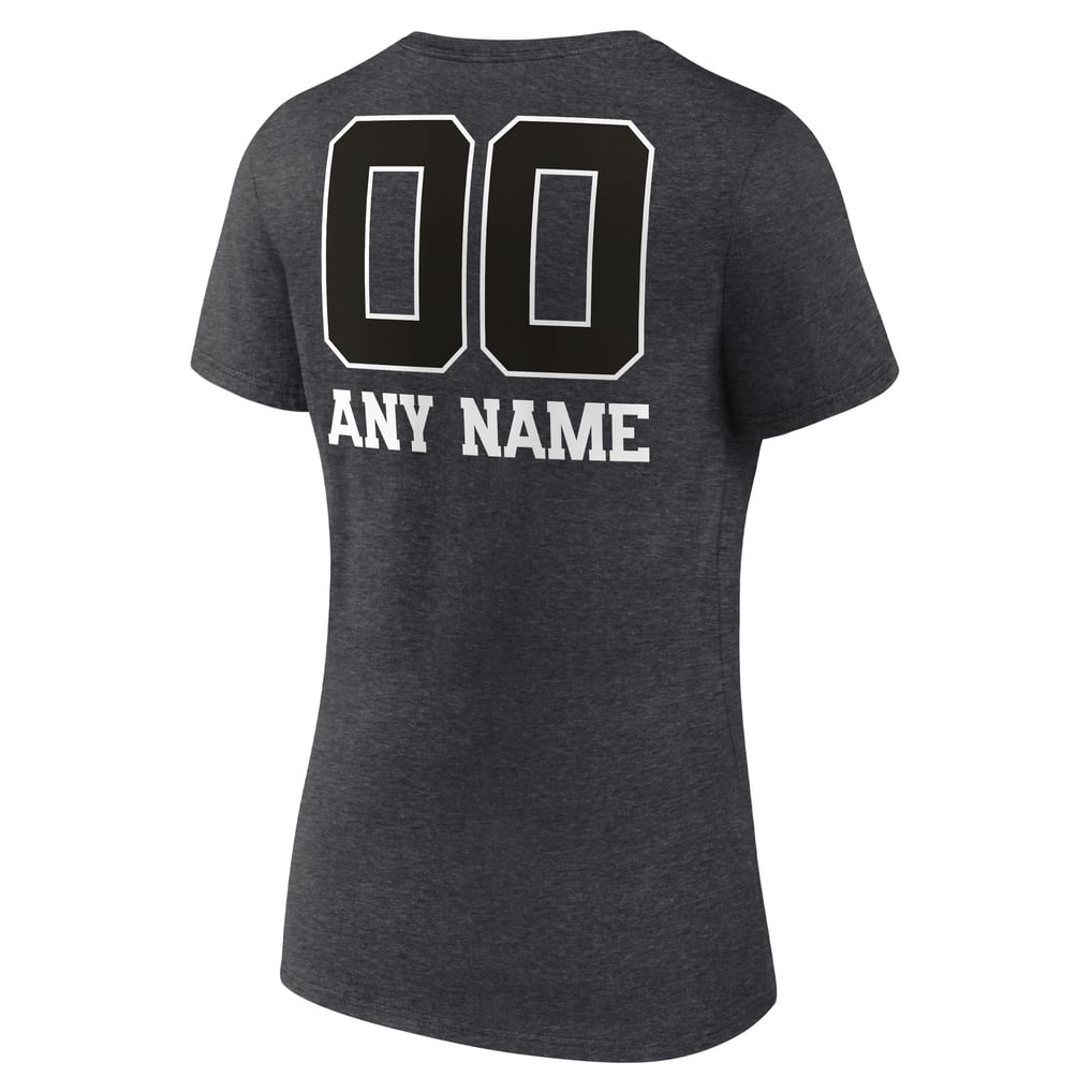 Miami Dolphins Women's Personalized Name & Number Monochrome V-Neck T-Shirt - Charcoal