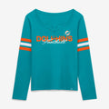  Miami Dolphins Fanatics Women's Team First Coverage Scheme Lace-Up Long Sleeve T-Shirt - Aqua