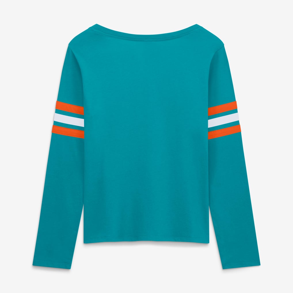  Miami Dolphins Fanatics Women's Team First Coverage Scheme Lace-Up Long Sleeve T-Shirt - Aqua