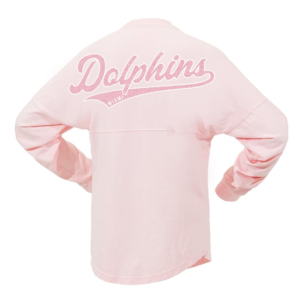 Miami Dolphins Fanatics Women's Millennial Spirit Jersey T-Shirt - Pink