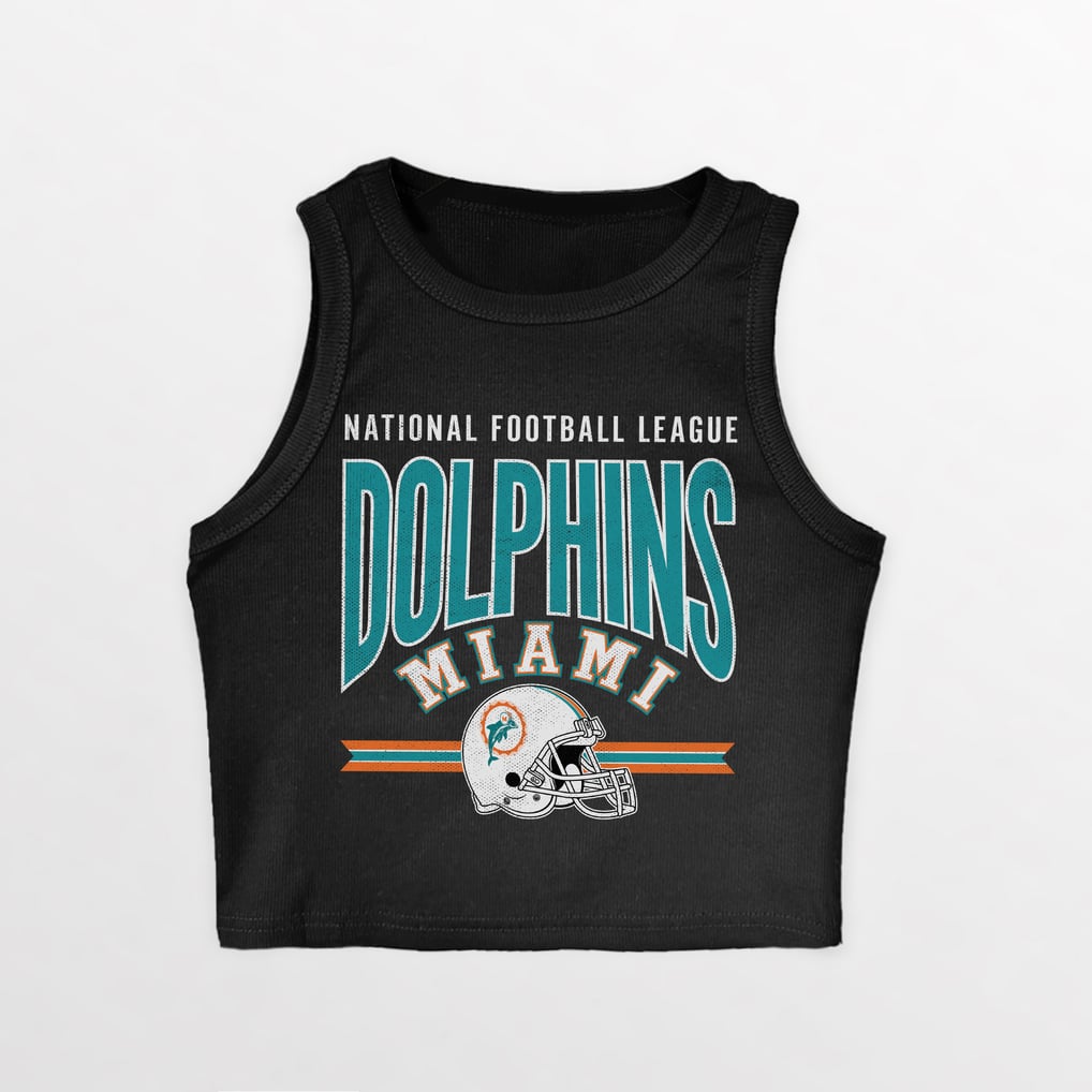 Miami Dolphins Gameday Couture Women's Mic Drop Essential Ribbed Crop Tank Top - Black