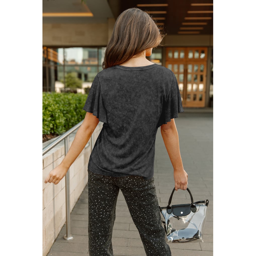 Miami Dolphins Gameday Couture Women's Relaxed Flutter Sleeve T-Shirt - Black