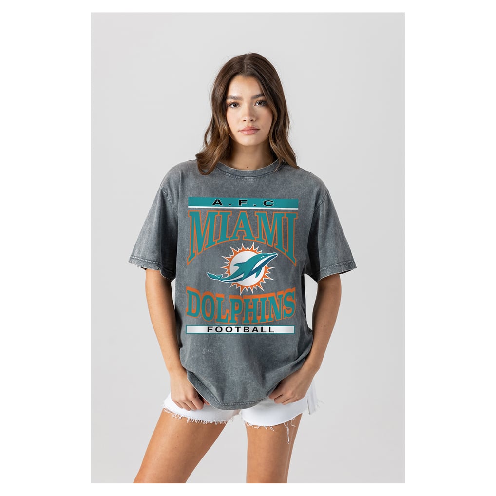  Miami Dolphins Gameday Couture Women's Oversized Classic Grind Washed T-Shirt - Gray