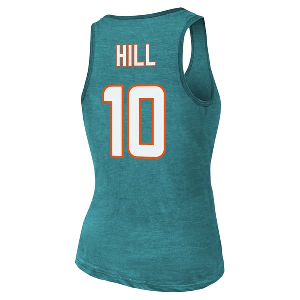 Tyreek Hill Miami Dolphins Majestic Threads Women's Name & Number Tri-Blend Tank Top - Aqua